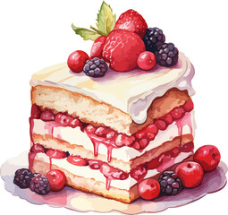 Wall Mural - Watercolor cake clipart design illustration