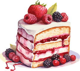 Wall Mural - Watercolor cake clipart design illustration