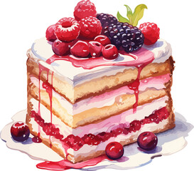 Wall Mural - Watercolor cake clipart design illustration