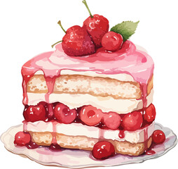 Wall Mural - Watercolor cake clipart design illustration