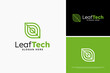 © tasehsinau - Modern leaf tech line logo design, Eco tech logo template symbol element design, Nature logo