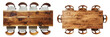 © Custom Media - Top View of Wood Dining Table with Chairs Set Isolated on Transparent or White Background, PNG