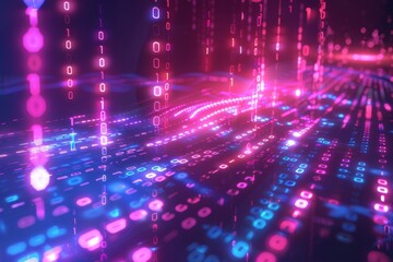 Digital Binary Technology Background created with Generative AI