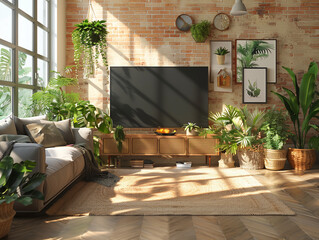 Wall Mural - living room interior with blank blackboard