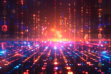 Digital Binary Technology Background created with Generative AI
