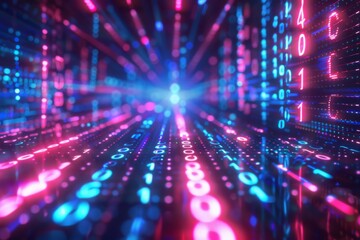 Digital Binary Technology Background created with Generative AI