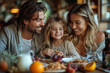 © lichaoshu - Happy family having dinner in dining room at home