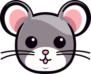 Wall Mural - Cute mouse head clipart design illustration