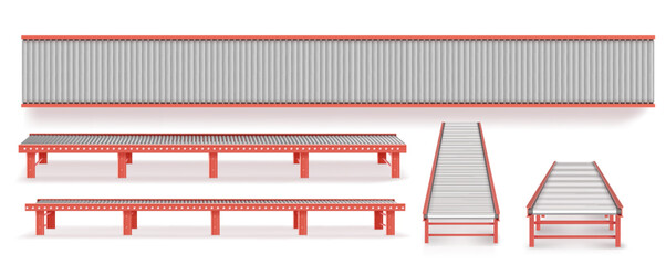 Delivery concept. Empty conveyor line isolated on a white.