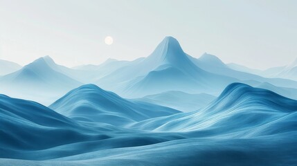 Sticker - Abstract Mountain Range in Blue Hues