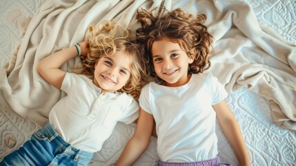 Poster - The smiling siblings on bed