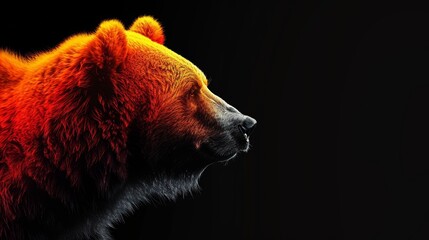 Animated modern illustration of a bear doll in a colorful fashion style on a black background