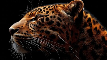 Wall Mural - Modern illustration of a leopard head on a black background with the slogan 