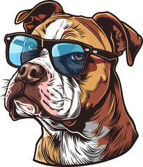 Wall Mural - Dog with glasses clipart design illustration