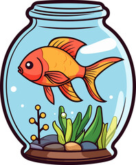 Fish in aquarium clipart design illustration