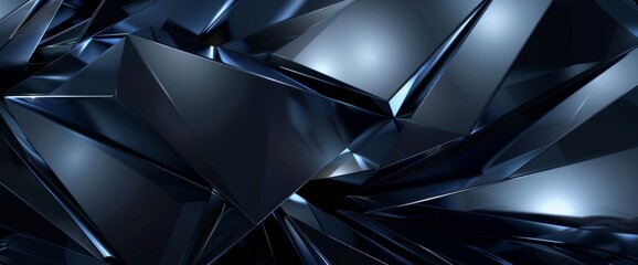 Poster - Dark blue background with geometric shapes.