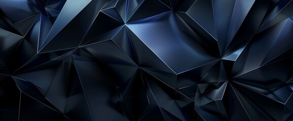 Poster - Dark blue background with geometric shapes.