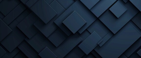 Poster - Dark blue background with geometric shapes.