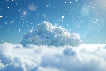 Poster - Online data storage and cloud technology concept with white cloud against blue sky 3D rendered illustration