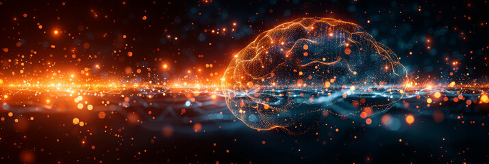 Digital background for tech, AI, neural networks, data, audio, graphics