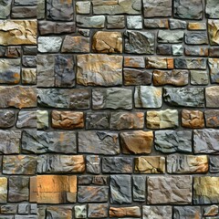 Poster - A seamless pattern with intricate photo realistic stone and brick textures