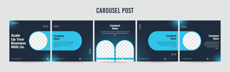 Wall Mural - stunning carousel post template, editable social media layout design, business instagram & linkedin 