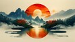 © ofri - round logo,flat,three clouds with three colors counter-clockwise,withe a Feng Shui Eight Trigrams in the center,ancient chinese style,minimalist