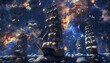 © Chano_1_na - 3D Model Abstract Art of Deep space voyaging abstract celestial armada of exploratory tall ships navigating nebulae