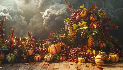 3D Model Abstract Art of Seasonal abundance abstract sculpture of Thanksgivings bountiful harvest