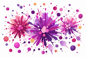 Wall Mural - a purple and pink paint splatter, A set of watercolor splashes in shades of pink and purple, representing a celebratory confetti explosion