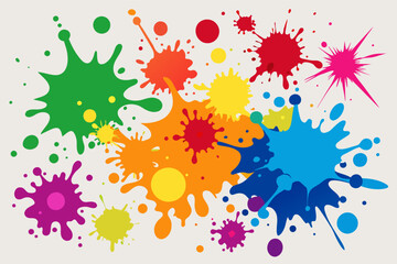 Poster - a colorful splash paint background with a white background, A set of colorful paint splatters in various shapes and sizes, exploding with artistic energy