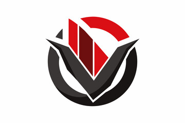 Aufkleber - a red and black logo with a black arrow, A negative space logo where the negative space creates the company's image