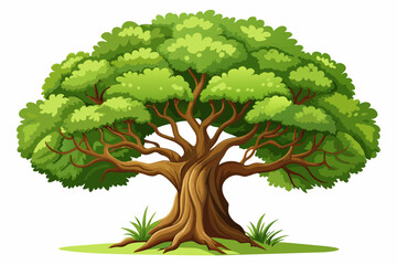Aufkleber - An oak tree with a thick trunk and sprawling branches, representing strength and longevity