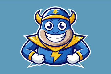 Poster - a cartoon character with a lightning bolt on his head, A mascot logo featuring a friendly cartoon character representing a brand