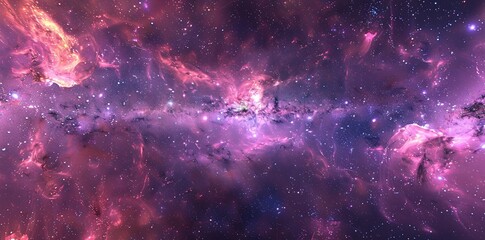 Wall Mural - Intergalactic Dreamscape: Stunning Hyper-Realistic 360 Equirectangular Space Nebula in Purple and Pink Colors with High Resolution Detailing