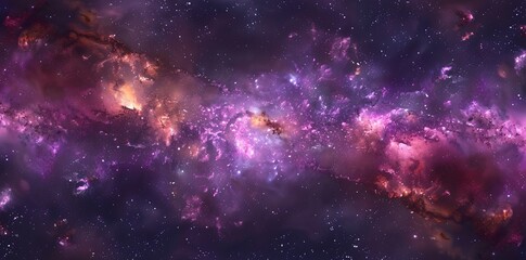 Wall Mural - Cosmic Nebulae and Stars in 360 Equirectangular Projection: Purple Pink Galactic Beauty