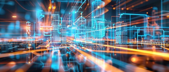 Generic information technology, computer architecture or artificial intelligence abstract concept illustration