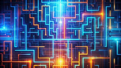 Abstract background with intersecting lines and shapes resembling a digital maze