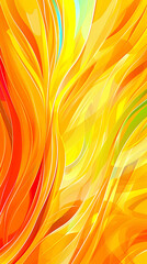 Wall Mural - Radiant Yellow and Orange Abstract Waves with Colorful Highlights