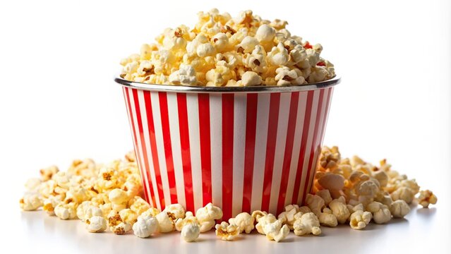 Bucket of popcorn isolated on background
