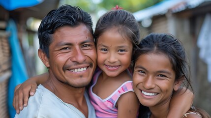 Wall Mural - Salvadoran family. El Salvador. Families of the World. Happy family smiling together outdoors in a candid moment. #fotw