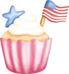 Wall Mural - cupcake with flag