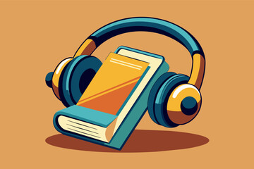 Leinwandbilder - a book with headphones on top of it, setheadphones wrapped around a worn paperback book, signifying relaxation through reading and music