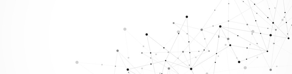 Fototapete - Abstract vector background and geometric pattern with connecting the dots and lines for banner design or header. Minimalistic vector texture for modern design
