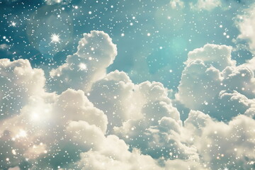 Wall Mural - Fancy of the sky with sparkling fluffy clouds