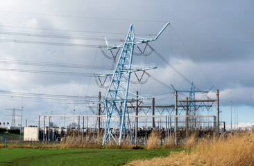 electricity station energy system factory generator storage blue sky sun