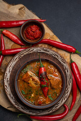 Wall Mural - Ukrainian dish. bograch with meat and red pepper