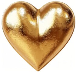 Wall Mural -  - A high-resolution, 4K image of a golden heart on a pure white background., The isolated heart with its vibrant gold color is perfect for graphic design and digital projects.