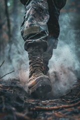 Canvas Print - Person walking in woods