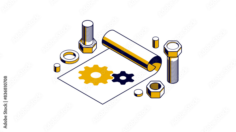 Graphics Technical Instructions User manual and guideline concept, technics instruction brochure, paper ...